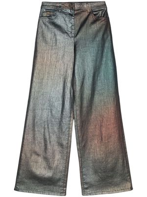 Alberta Ferretti metallic-effect wide-leg jeans - Green