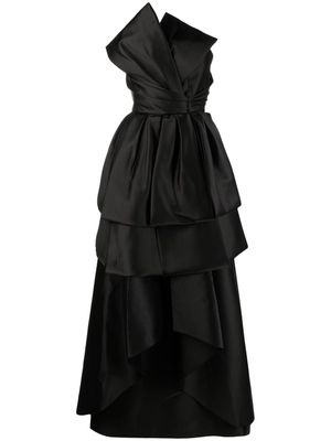 Alberta Ferretti off-shoulder draped satin gown - Black