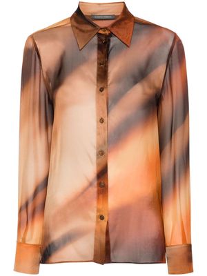 Alberta Ferretti ombré-effect chiffon shirt - Brown