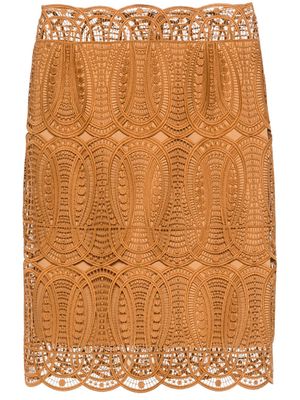 Alberta Ferretti openwork midi skirt - Brown