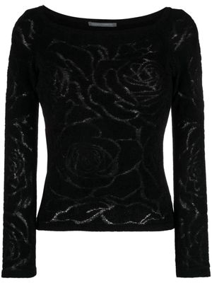 Alberta Ferretti patterned floral-print knitted top - Black