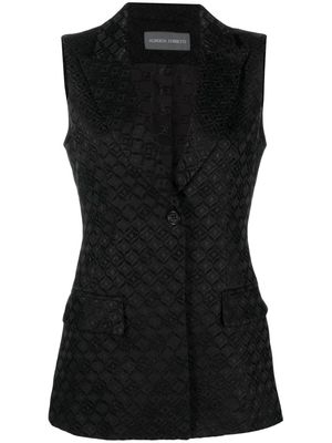 Alberta Ferretti peak-lapel patterned-jacquard vest - Black