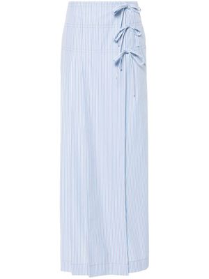 Alberta Ferretti pleat-detail striped midi skirt - Blue