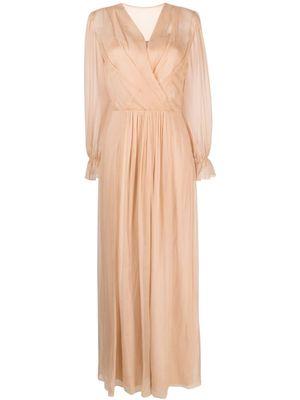 Alberta Ferretti pleated silk-chiffon dress - Pink