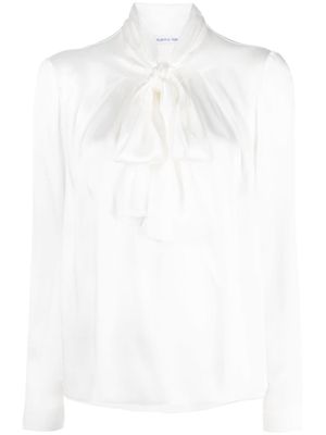 Alberta Ferretti pussy-bow collar long-sleeved shirt - White