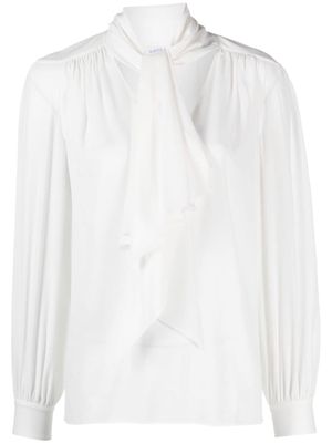 Alberta Ferretti pussy-bow crepe de Chine blouse - White