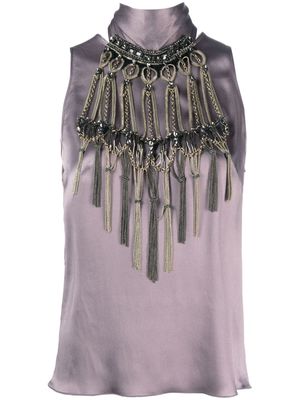 Alberta Ferretti rhinestone-embellished sleeveless top - Purple