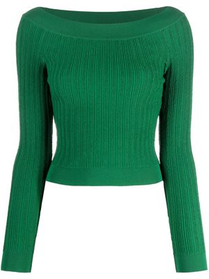 Alberta Ferretti ribbed-knit boat-neck jumper - Green