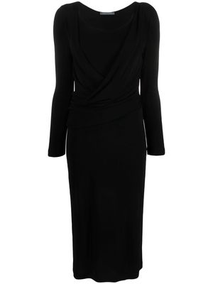 Alberta Ferretti round-neck long-sleeve dress - Black