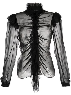 Alberta Ferretti ruffle-detail silk shirt - Black