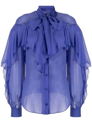 Alberta Ferretti ruffled silk blouse - Blue