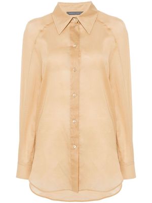 Alberta Ferretti semi-sheer cotton shirt - Neutrals
