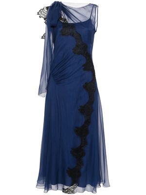Alberta Ferretti semi-sheer lace dress - Blue