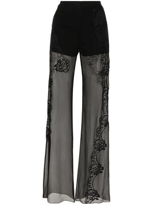 Alberta Ferretti semi-sheer lace trousers - Black