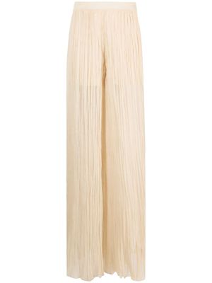 Alberta Ferretti semi-sheer pleated silk trousers - Neutrals