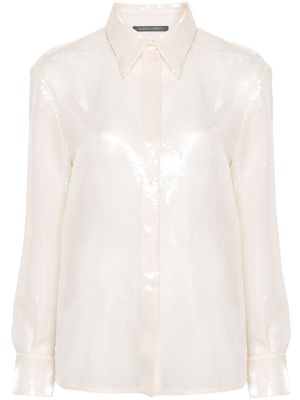 Alberta Ferretti semi-sheer sequinned shirt - Neutrals