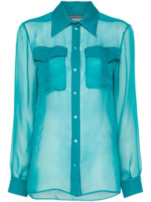 Alberta Ferretti semi-sheer silk shirt - Blue