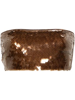Alberta Ferretti sequin-embellished cropped tube top - Brown