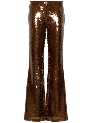 Alberta Ferretti sequin-embellished flared trousers - Brown