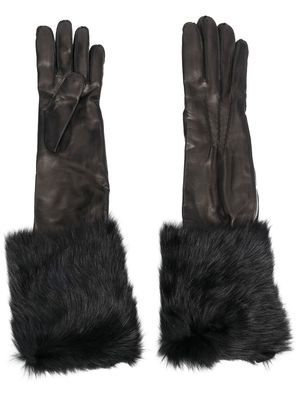 Alberta Ferretti shearling-trim leather gloves - Black
