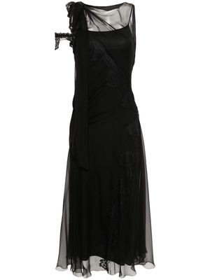Alberta Ferretti sheer silk midi dress - Black