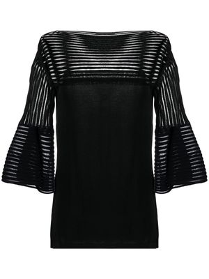 Alberta Ferretti sheer-striped knitted top - Black
