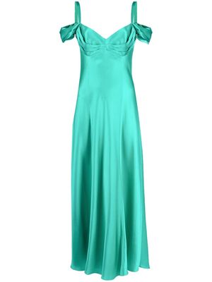 Alberta Ferretti silk-satin long dress - Green