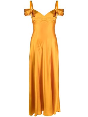 Alberta Ferretti silk-satin long dress - Orange