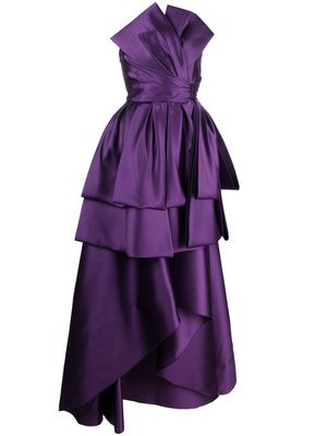 Alberta Ferretti strapless layered draped gown - Purple