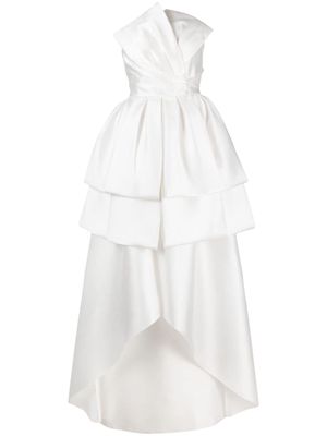 Alberta Ferretti strapless layered gown dress - White
