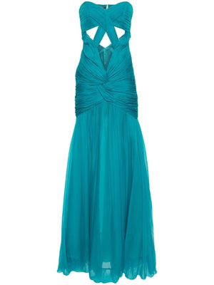 Alberta Ferretti strapless plissé maxi dress - Blue