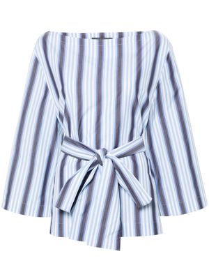 Alberta Ferretti striped belted blouse - Blue