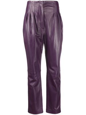 Alberta Ferretti tapered-leg leather trousers - Purple