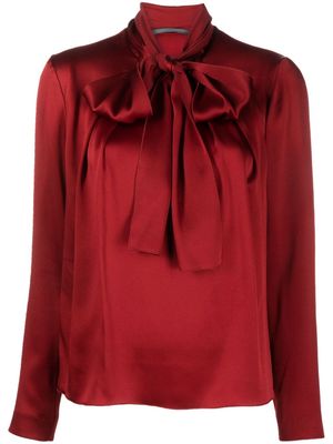 Alberta Ferretti tie-neck satin blouse - Red