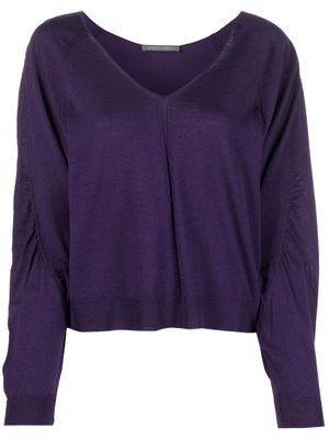 Alberta Ferretti V-neck fine-knit jumper - Purple