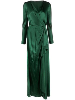 Alberta Ferretti V-neck satin gown - Green