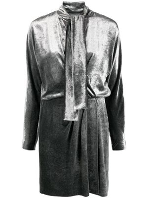 Alberta Ferretti V-neck velvet minidress - Grey