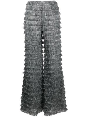 Alberta Ferretti wide-leg fringed trousers - Grey