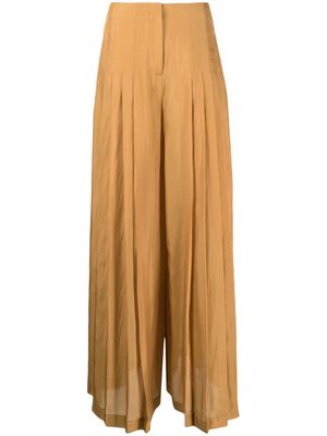 Alberta Ferretti wide-leg pleated silk trousers - Orange