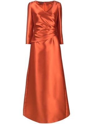 Alberta Ferretti wrap-front satin gown - Orange