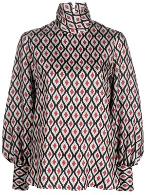 Alberto Biani all-over geometric-print blouse - Black