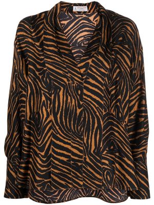 Alberto Biani animal-print silk blouse - Brown