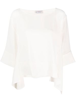 Alberto Biani boat-neck asymmetric blouse - White