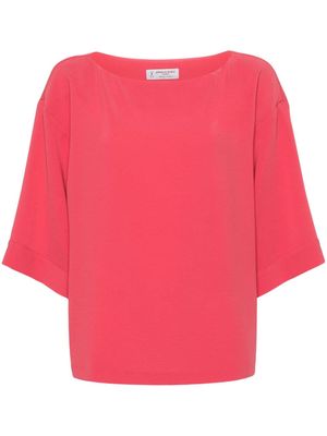 Alberto Biani boat-neck cady blouse - Pink