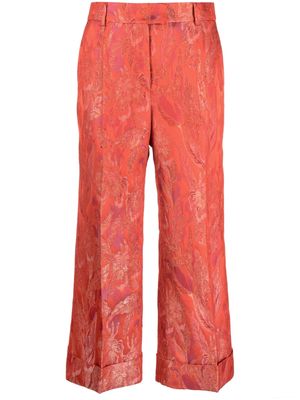 Alberto Biani cropped jacquard-pattern trousers - Red