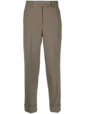 Alberto Biani cropped tapered stretch-wool trousers - Brown