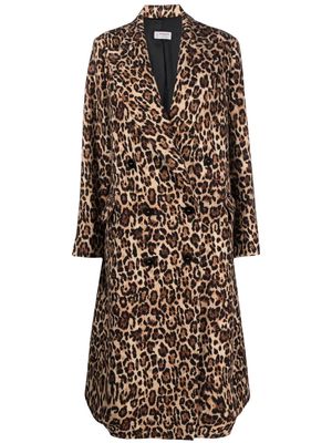 Alberto Biani double breasted leopard print coat - Neutrals