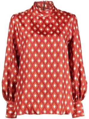 Alberto Biani geometric-print silk blouse - Red