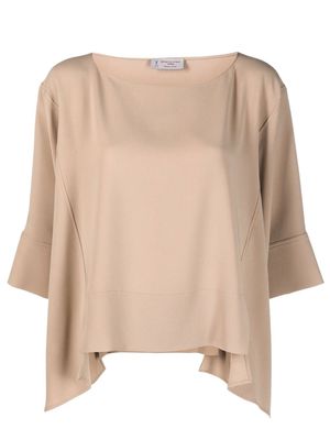 Alberto Biani half-sleeved asymmetric blouse - Neutrals