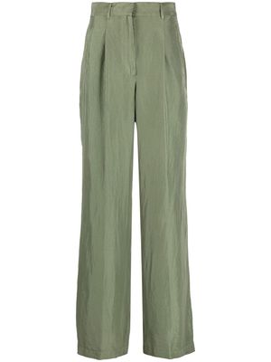 Alberto Biani high-waisted silk trousers - Green